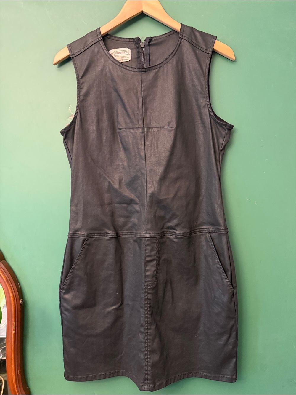 Current/Elliott Black Rebel Riot Coated Denm Shift Dress Womens 3/L Edgy